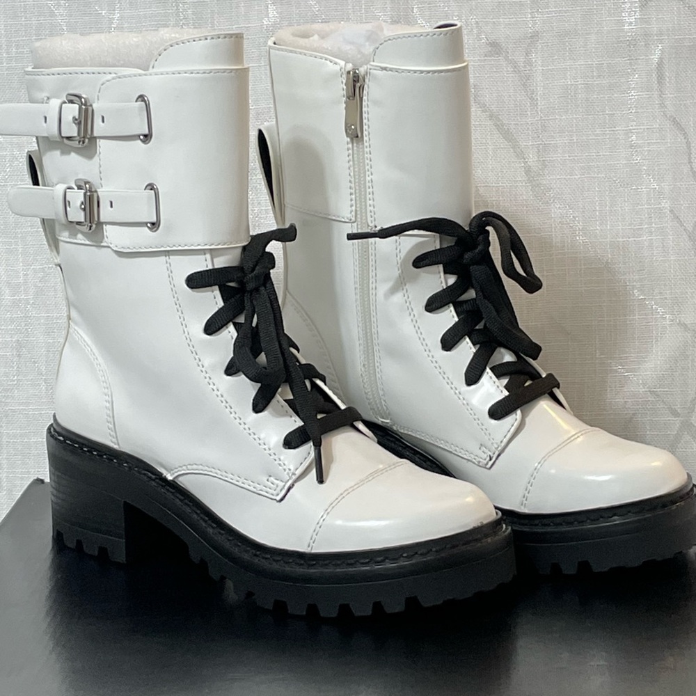 DKNY Bart White Combat Boots NIB